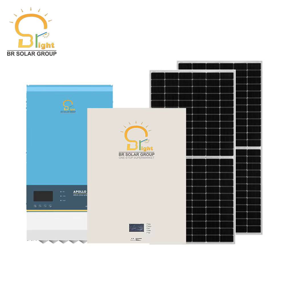 BR SOLAR All-in-one Hybrid Solar Energy System 5-10kW Off-Grid Full Set with Lithium Ion Battery for Home Appliances