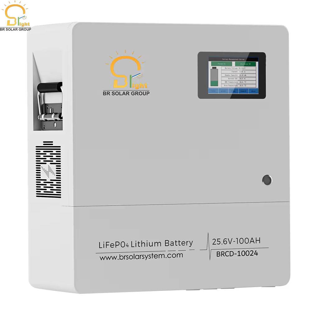BR SOLAR Wall Mount Lithium Iron Phosphate Battery case 24V 25.6Vlifepo4 Lithium Battery Pack Solar Lithium Battery Lifepo4