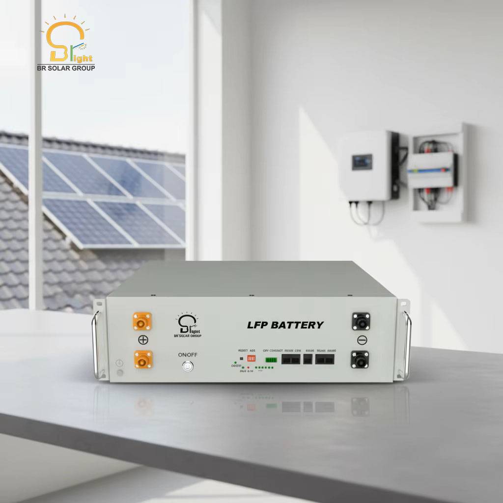 BR SOLAR 51.2v Stackable LFP Solar Batteries 15kwh Rack-mounted Lithium Battery Energy Storage System