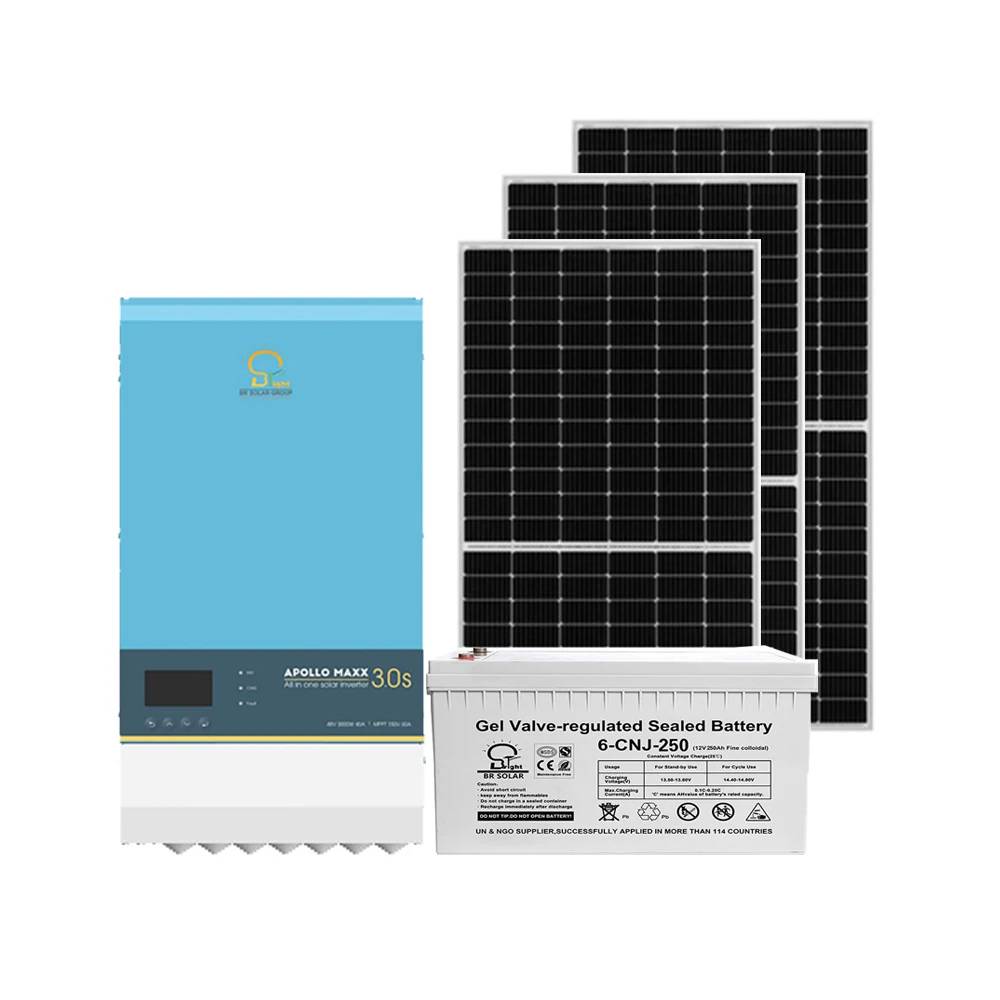 BR SOLAR 5kw Sistema de energía solar híbrido 10kw Sistema de paneles solares fuera de la red para el hogar