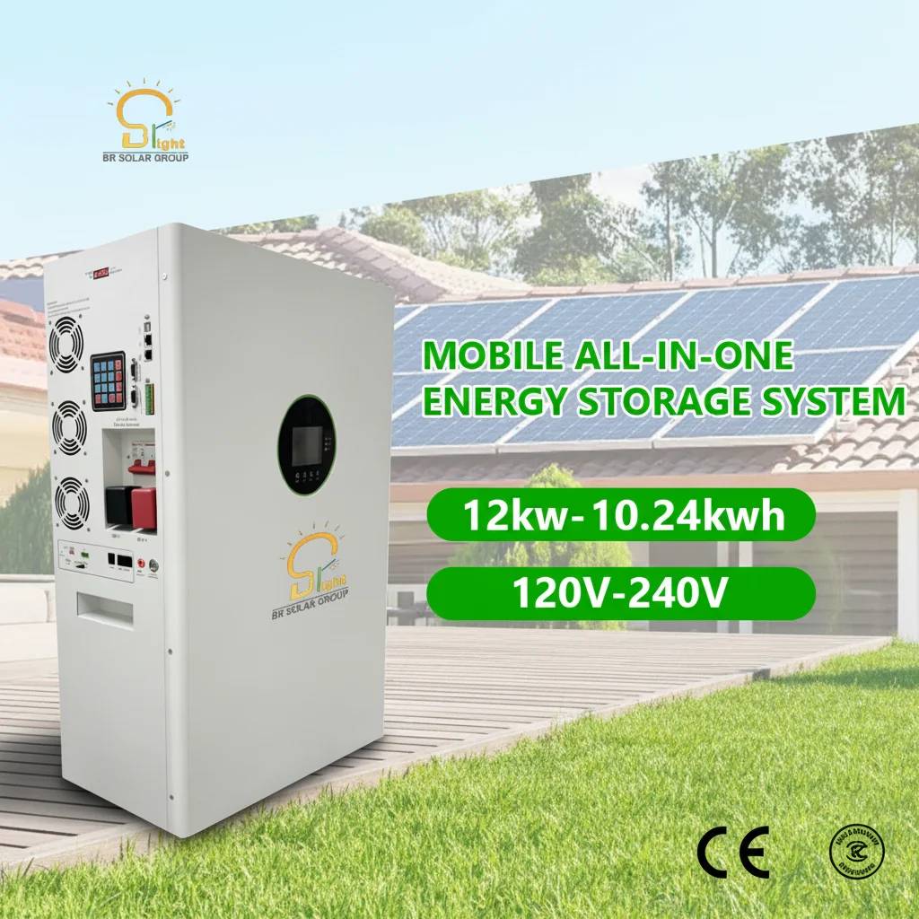 BR SOLAR PAYGO 12kW 10.24kWh مجموعة تخزين البطاريات المتنقلة الكل في واحد ESS 120/240 فولت بطارية LFP المحمولة محطة الطاقة الشمسية