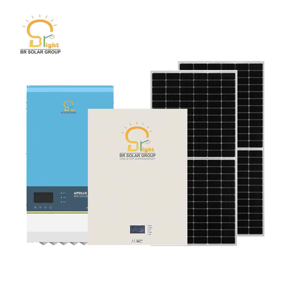 BR SOLAR MPPT Charge Controller Inverter 5KW Grid Solar Power System Monocrystalline Silicon Panels Pure Sine Wave for Home Use