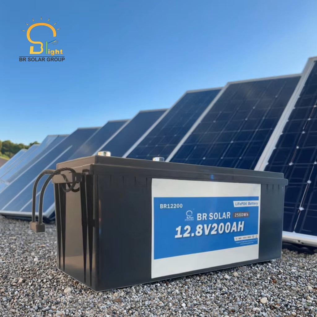 BR SOLAR Long Lifespan 12.8v Lithium Battery 12v 200ah Lifepo4 Battery for Home Energy Storage System