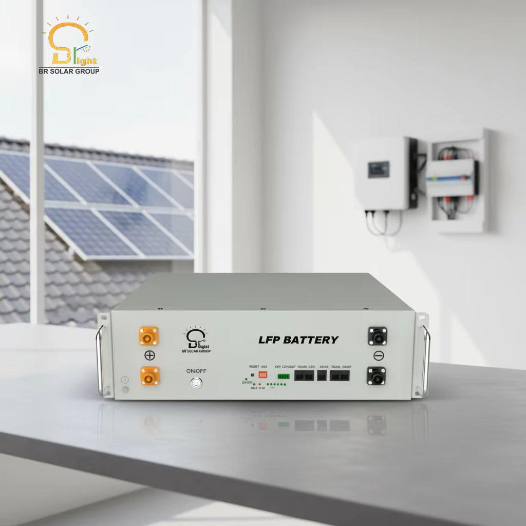 BR SOLAR 51.2v Stackable LFP Solar Batteries 15kwh Rack-mounted Lithium Battery Energy Storage System