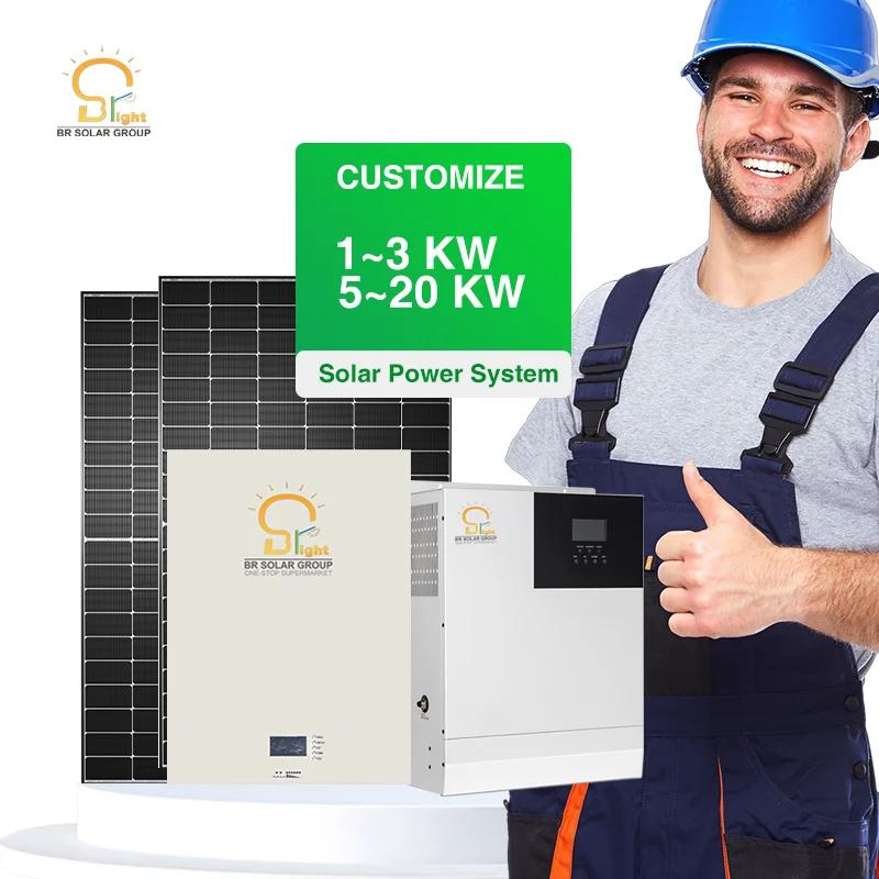 BR SOLAR Домашняя аккумуляторная батарея 10 кВт Солнечная гибридная энергетическая система Полный комплект для ежедневного электропитания для дома