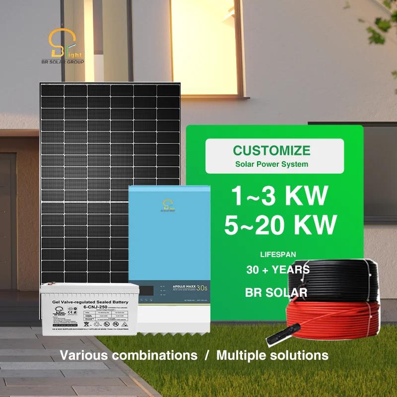 BR SOLAR 5-10 кВт, настенная гибридная солнечная электростанция с длительным сроком службы батареи для бытовой техники.