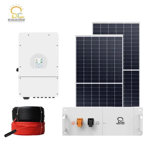 BR SOLAR 8kw 10kw 15kw 20kw Sistema de energía solar 5kva 5kw 10 Kva 5 kw Kit de sistema de panel de energía solar híbrido fuera de la red Precio para el hogar