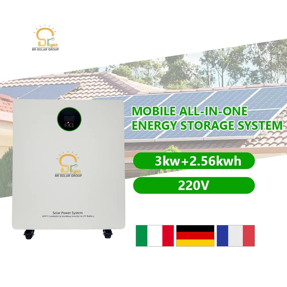BR SOLAR 3,6 кВт, стандарт ЕС, 5,12 кВтч, мобильная универсальная портативная солнечная электростанция ESS Lifepo4 для домашнего резервного копирования