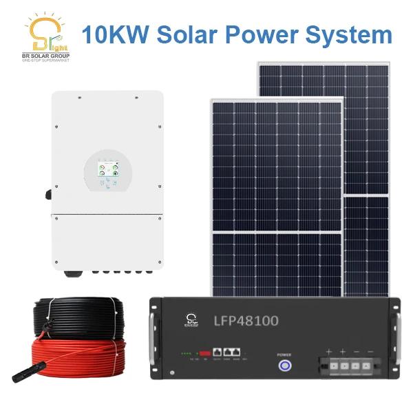 BR SOLAR Sistema solar de 10 KW dentro y fuera de la red Sistema de tierra solar híbrido de montaje de 10 KW