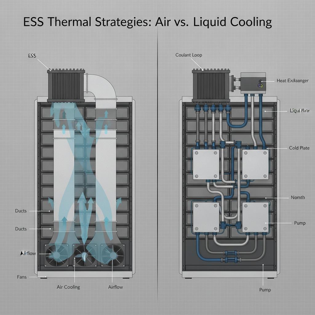 ESS Air Cooling vs Liquid Cooling: How to Choose the Right Thermal Strategy