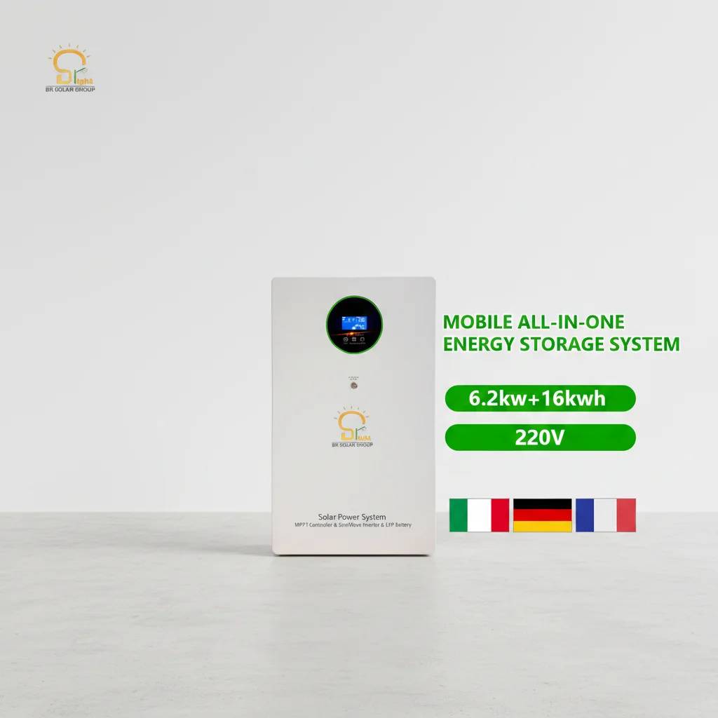 欧盟标准 6.2kw 16kwh 移动一体式太阳能存储系统 220v 便携式电站 LFP 电池家用